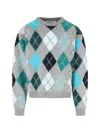 Erl Grey Multicolor Argyle Pattern Knit Sweater In Multi