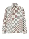 Erl Multicolor Jacket With Asymmetric Check Motif In Cotton Denim Man