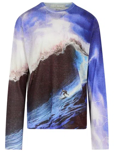Erl Men's Ocean-print Sweater In Multi