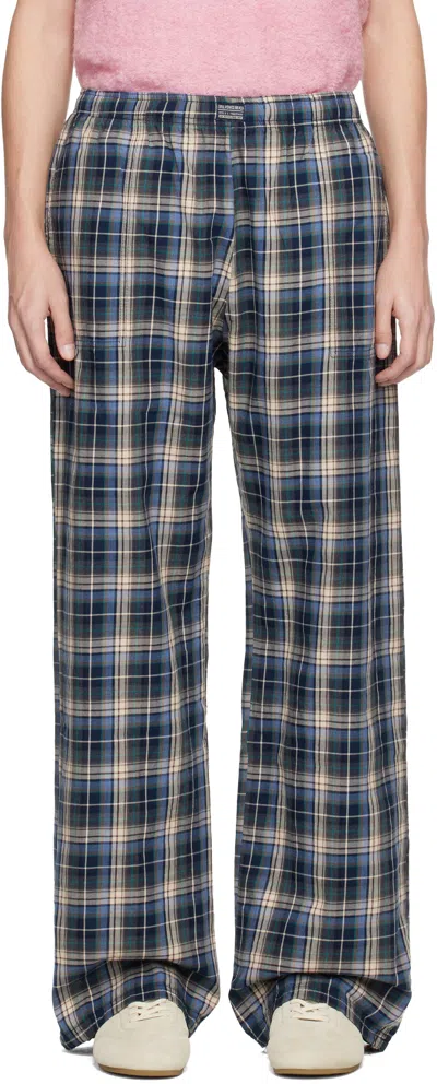 ERL NAVY PLAID SWEATPANTS