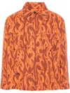Erl Flame Print Canvas Shirt Jacket In Orange