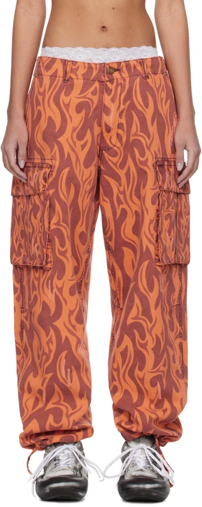 Erl Orange Flame Cargo Pants