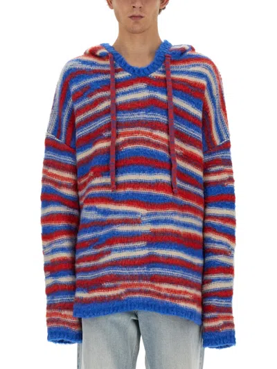 Erl Oversized Alpaca Knit Hoodie In Multicolour