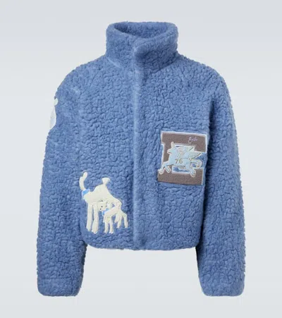 ERL PATCH-APPLIQUÉ WOOL-BLEND FLEECE JACKET