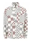 Erl Multicolor Jacket With Asymmetric Check Motif In Cotton Denim Man In Grey