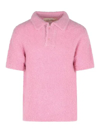 Erl Pink Alpaca Blend Polo Shirt