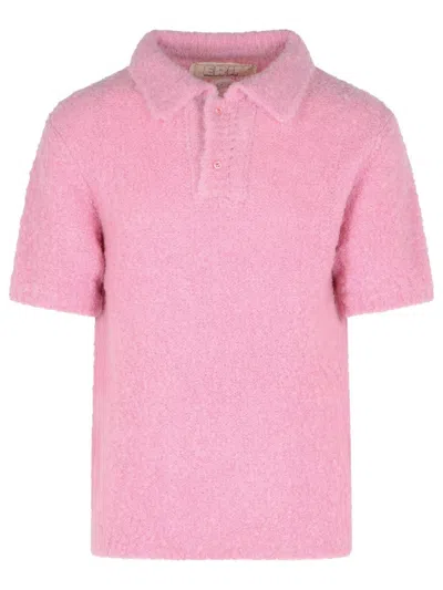 ERL PINK ALPACA BLEND POLO SHIRT
