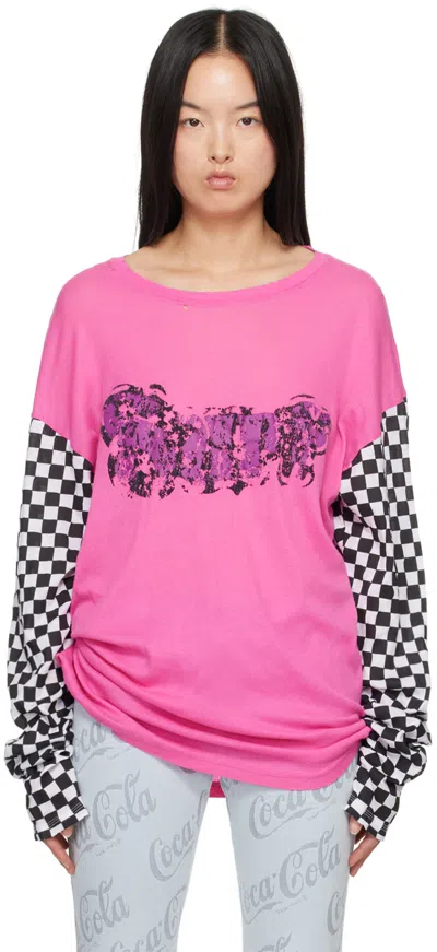 Erl Pink Printed Long Sleeve T-shirt In Fuchsia 1