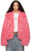 Erl Pink Varsity Faux-fur Jacket In 1 Pink