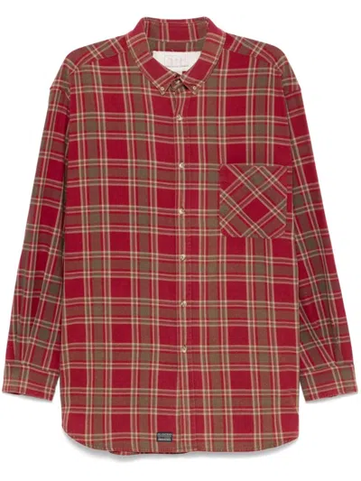 Erl Plaid-check Shirt In Red Plaid