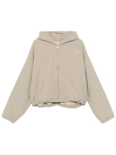 Erl Plaid Hooded Jacket In Beige Check