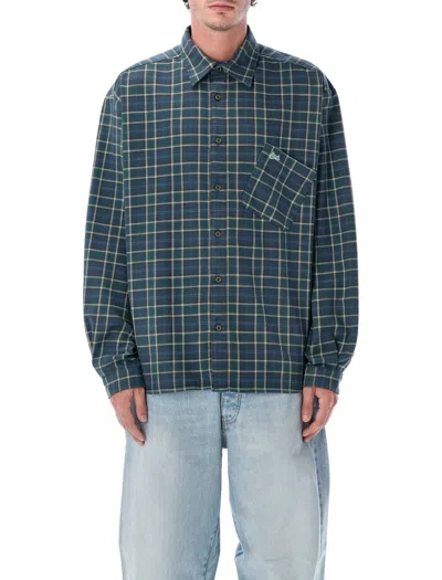 Erl Plaid Overshirt In Green