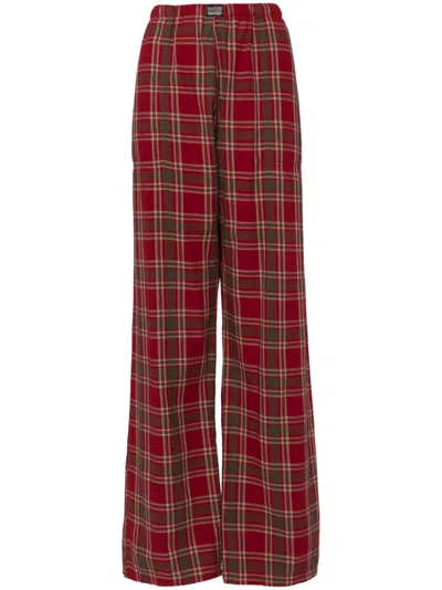 Erl Plaid Pajama Pants In Red