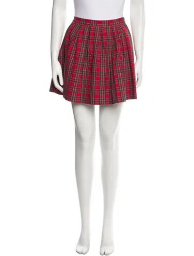Pre-owned Erl Plaid Print Mini Skirt W/ Tags In Red