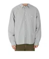 Erl Beige Shirt With Logo Embroidery On The Front And All-over Check Motif In Cotton Man In Gray