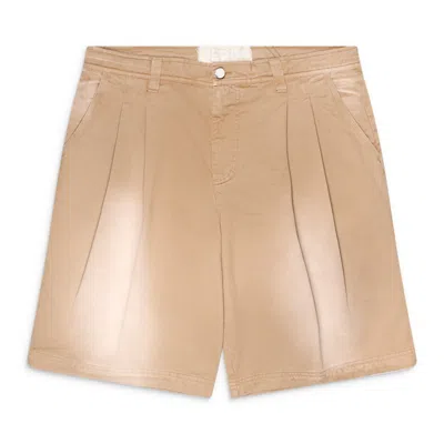 Erl Pleated Chino Shorts Beige In Brown