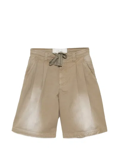 Erl Pleated Sun-faded Shorts In Brown