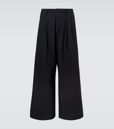 Erl Pleated Wide-leg Pants In Black