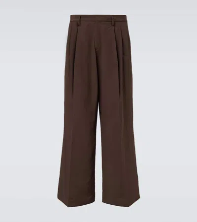 Erl Pleated Wide-leg Pants In Brown