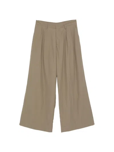 Erl Pleated Wide Trousers In Brown