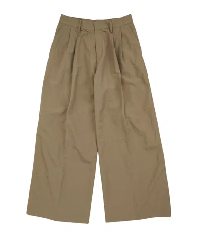 Erl Pleated Wide Trousers In Green