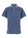 Erl Polo Con Colletto Classico E Logo Lettering Sul Fronte In Cotone Blu Uomo In Blu