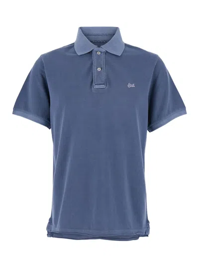 ERL POLO CON COLLETTO CLASSICO E LOGO LETTERING SUL FRONTE IN COTONE BLU UOMO