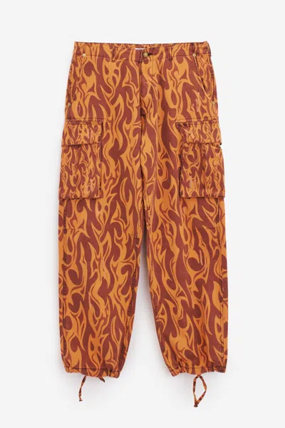 Erl Printed Cargo Trousers In Orange