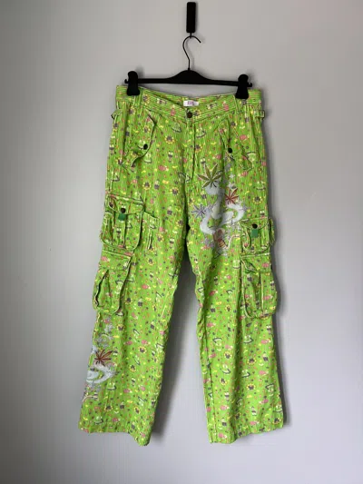 Pre-owned Erl Printed Corduroy Cargo Pants In Green