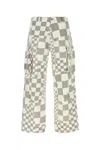 Erl Wide Leg Cargo Trousers With Checkered Pattern In Checker