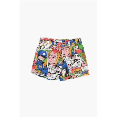 Erl Printed Denim Shorts