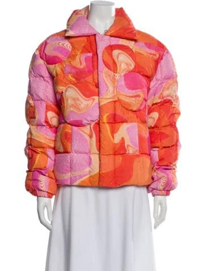 Pre-owned Erl Printed Down Jacket In Orange