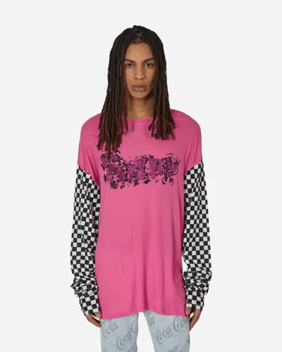 ERL PRINTED LIGHT JERSEY LONGSLEEVE T-SHIRT FUCHSIA