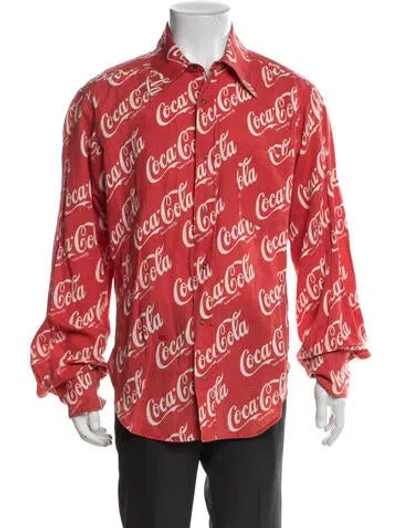 Pre-owned Erl Printed Long Sleeve Shirt In Red