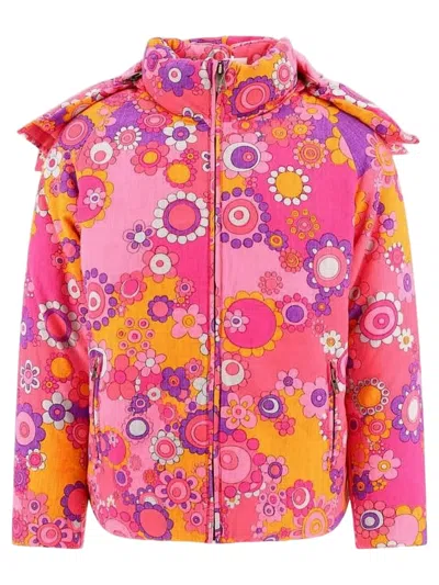 Erl Psychedelic Floral Pattern Padded Jacket In Pink