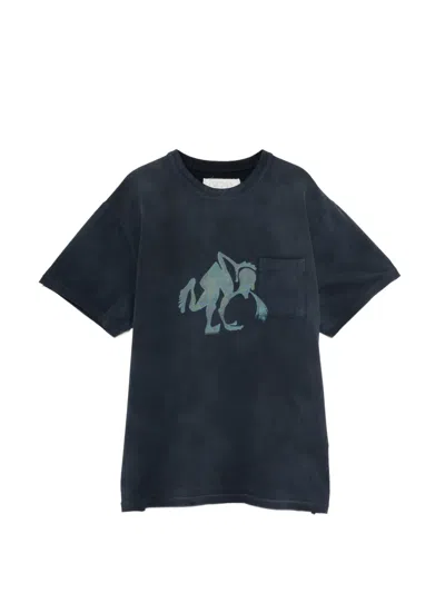 Erl Puke Pocket T-shirt In Blue