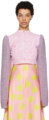 Erl Contrast-sleeve Cotton-corduroy Jacket In Pink 1