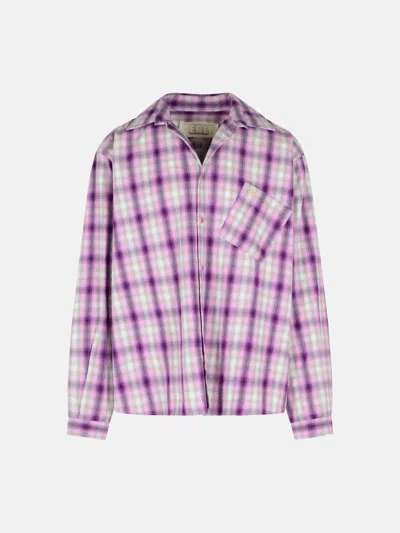 Erl Purple Cotton Shirt In Animal Print