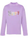 Erl Solid Color Mock-neck Sweatshirt With Contrasting Patches In Purple