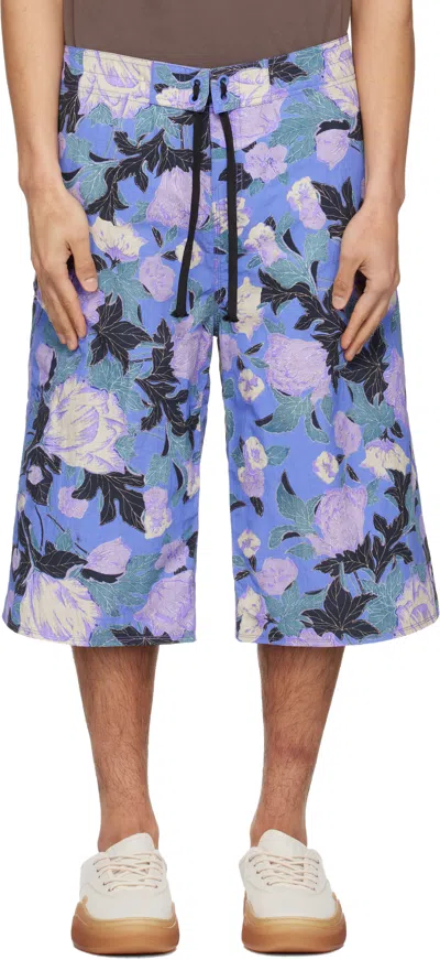 Erl Nylon Swimsuit Shorts Floral Pattern Pockets In Multi
