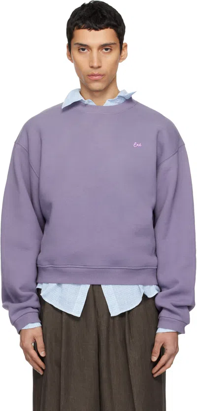 Erl Purple Script Crewneck Sweater