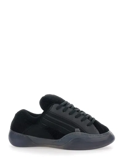 Erl Quad Vamp Leather Sneakers With Minimalist Unisex-inspired Design In Black