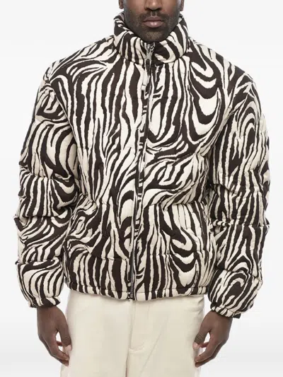 Erl Quilted Animal-print Padded Jacket In Multi