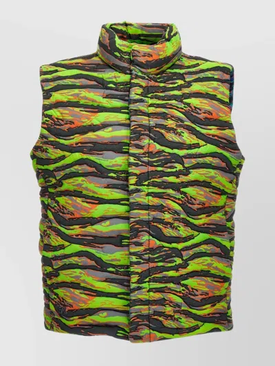 Erl Quilted High Collar Sleeveless Vest In Multi