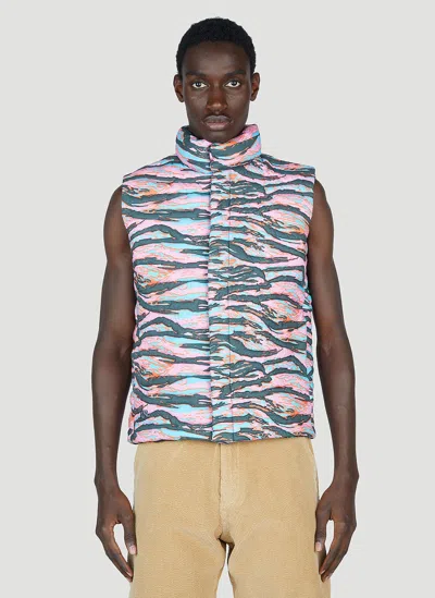 Erl Printed Quilted Cotton-jacquard Down Gilet In Multi