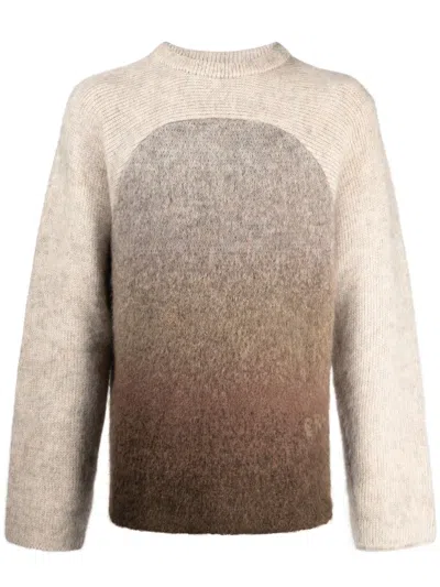 Erl Gradient Mohair Blend Knit With Relaxed Silhouette In Brown