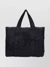 Erl Rectangular Tote Bag Embroidered Detail In Black
