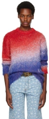 Erl Gradient Effect Crew-neck Sweater In Blue Red White