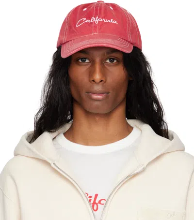 Erl Red 'california' Embroidered Cap