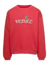 ERL RED CREWNECK SWEATSHIRT WITH EMBROIDERED LOGO IN COTTON MAN